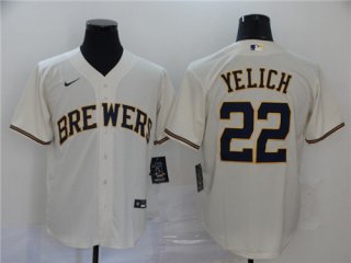 Milwaukee Brewers #22 Christian Yelich White Cool Base Stitched MLB Jersey 2