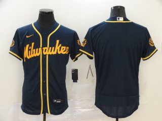 Milwaukee Brewers Blank Navy Flex Base Stitched MLB Jersey