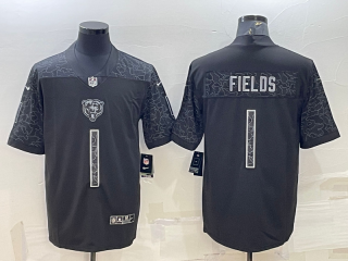 Chicago Bears #1 Justin Fields Black Reflective Limited Stitched Football Jersey