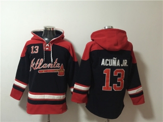 Atlanta Braves #13 Ronald Acuña Jr. Navy Red Ageless Must-Have Lace-Up Pullover