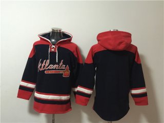 Atlanta Braves Blank Black Red Ageless Must-Have Lace-Up Pullover Hoodie