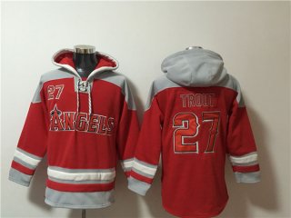 Los Angeles Angels #27 Mike Trout Red Ageless Must-Have Lace-Up Pullover Hoodie