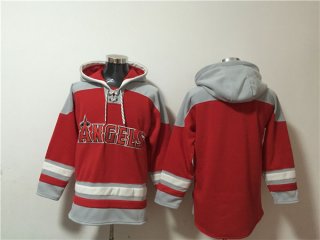Los Angeles Angels Blank Red Ageless Must-Have Lace-Up Pullover Hoodie