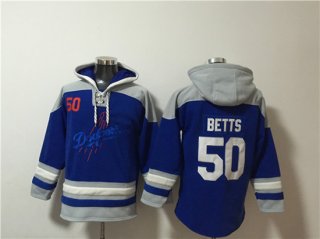 Los Angeles Dodgers #50 Mookie Betts Blue Ageless Must-Have Lace-Up Pullover Hoodie