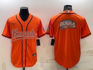 Cincinnati Bengals Orange Team Big Logo With Patch Cool Base Stitched