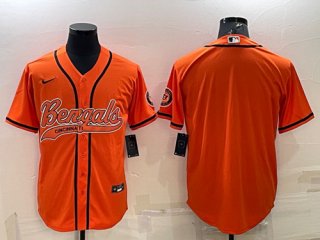 Cincinnati Bengals Blank Orange With Patch Cool Base Stitched Baseball Jersey