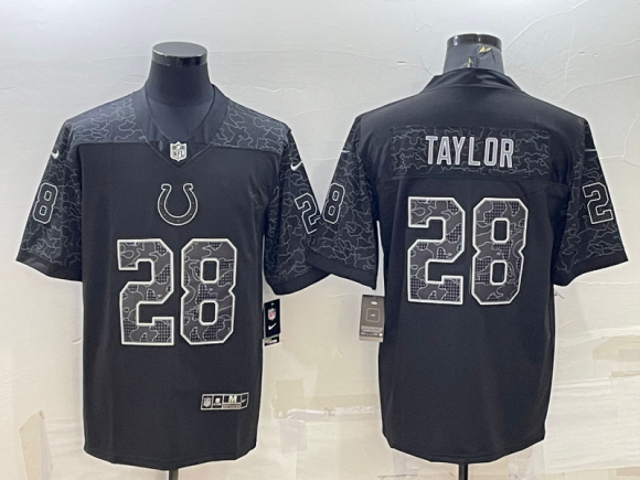 Indianapolis Colts #28 Jonathan Taylor Black Reflective Limited Stitched Football Jersey