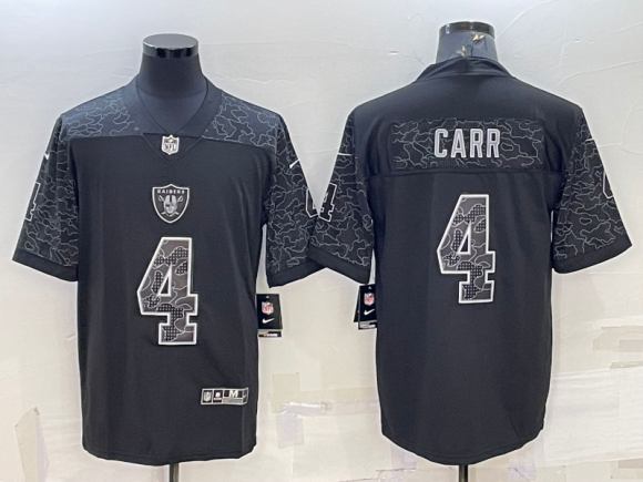Las Vegas Raiders #4 Derek Carr Black Reflective Limited Stitched Football Jersey