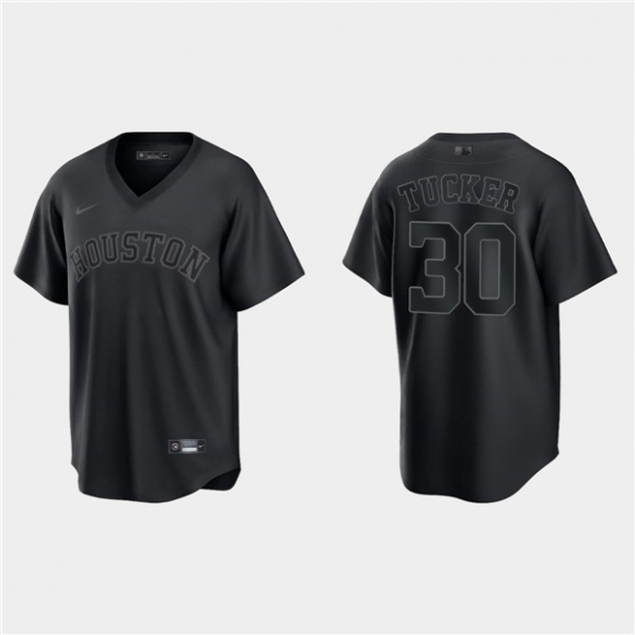 Houston Astros #30 Kyle Tucker Black Pitch Black Fashion Replica Stitched Jersey