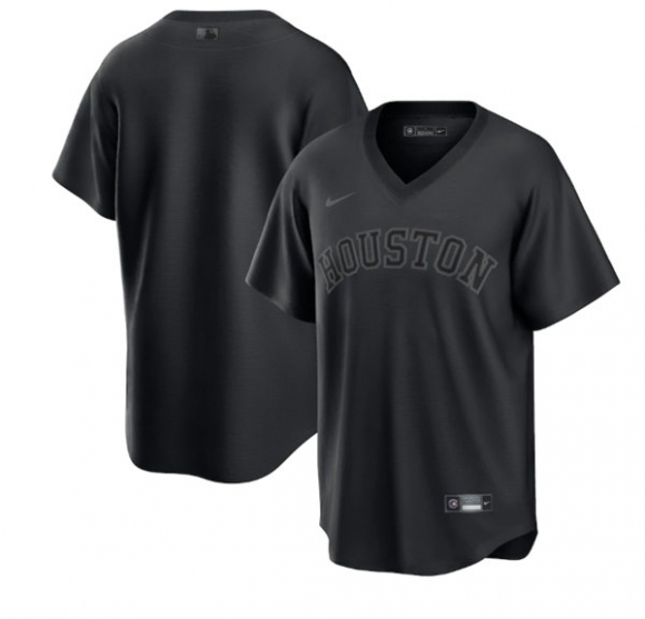Houston Astros Blank Black Pitch Black Fashion Replica Stitched Jersey