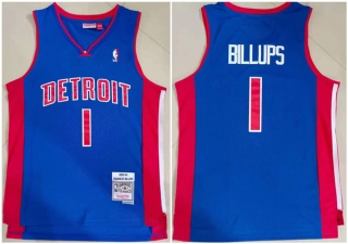Men's Detroit Pistons #1 Chauncey Billups 2003-04 Blue Throwback Stitched Jersey