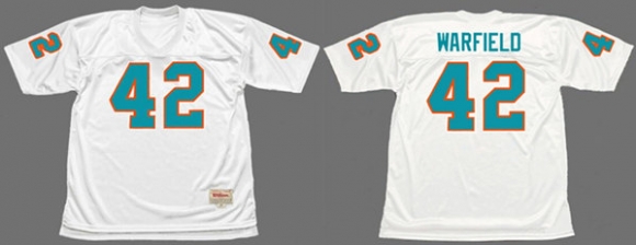 Miami Dolphins #42 Paul Warfield White 1972 Throwback Stitched Football Jersey