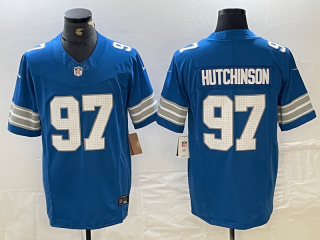 Detroit Lions #97 Aidan Hutchinson Blue 2024 F.U.S.E. Vapor Limited Stitched Jersey