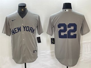 New York Yankees #22 Juan Soto Gray Cool Base Stitched Baseball Jersey