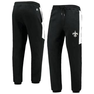 New Orleans Saints Starter Black White Goal Post Fleece Pants