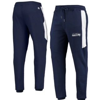 Seattle Seahawks Starter Navy White Goal Post Fleece Pants
