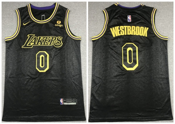 Los Angeles Lakers #0 Russell Westbrook Bibigo Black Stitched Jersey