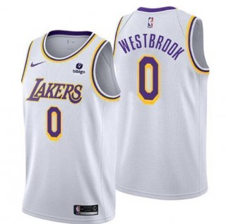 Los Angeles Lakers #0 Russell Westbrook BibigoWhite Stitched Basketball Jersey