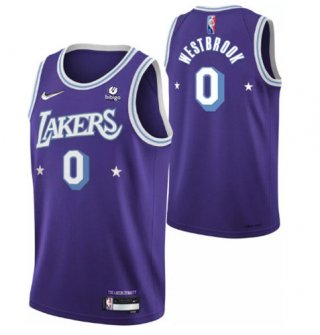 Los Angeles Lakers #0 Russell Westbrook Purple 2021 City Edition 75th Anniversary