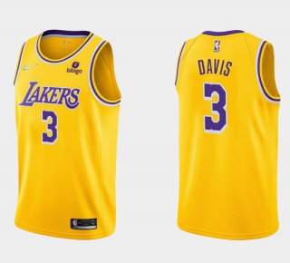Los Angeles Lakers #3 Anthony Davis 75th Anniversary Diamond Gold 2021 Stitched