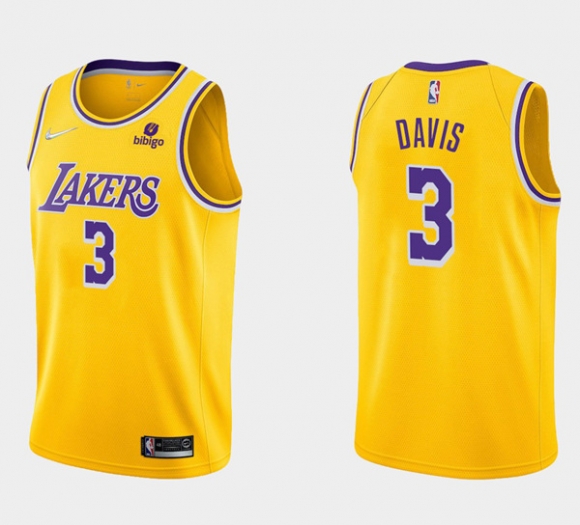 Los Angeles Lakers #3 Anthony Davis 75th Anniversary Diamond Gold 2021 Stitched