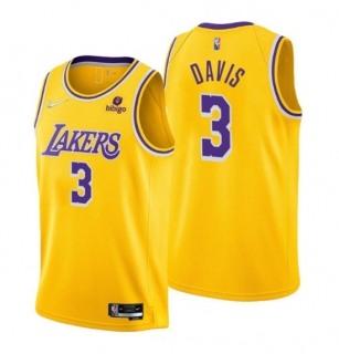 Los Angeles Lakers #3 Anthony Davis Yellow 75th Anniversary Stitched Jersey