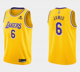 Los Angeles Lakers #6 LeBron James 75th Anniversary Diamond Gold 2021 Stitched