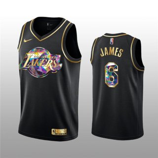 Los Angeles Lakers #6 LeBron James 2021-22 Black Golden Edition 75th Anniversary