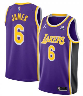 Los Angeles Lakers #6 LeBron James Purple 75th Anniversary City Edition Stitched