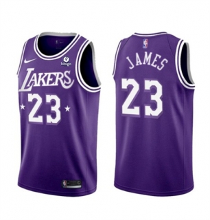 Los Angeles Lakers #23 LeBron James 2021-22 City Edition Purple Stitched Jersey