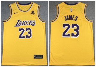 Los Angeles Lakers #23 LeBron James Bibigo Yellow Stitched Basketball Jersey