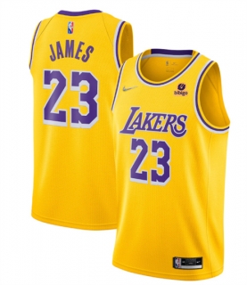 Los Angeles Lakers #23 LeBron James Yellow 2021 75th Anniversary Stitched Jersey