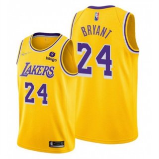 Los Angeles Lakers #24 Kobe Bryant Yellow 75th Anniversary Stitched Jersey