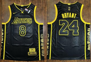 Los Angeles Lakers Front #8 Back #24 Kobe Bryant Black Stitched Basketball Jersey