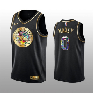 Philadelphia 76ers #0 Tyrese Maxey 2021-22 Black Golden Edition 75th Anniversary
