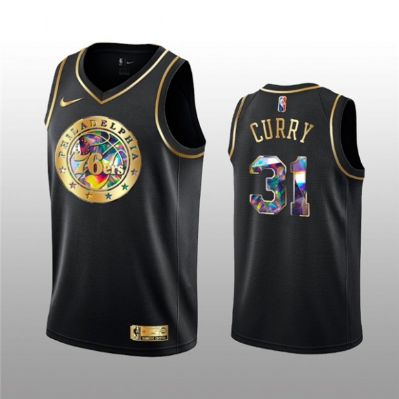 Philadelphia 76ers #31 Seth Curry 2021-22 Black Golden Edition 75th Anniversary