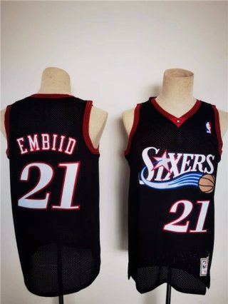 Philadelphia 76ers #21 Joel Embiid Mitchell & Ness Black Classics Stitched