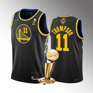 Golden State Warriors #11 Klay Thompson Black 2022 NBA Finals Champions Stitched