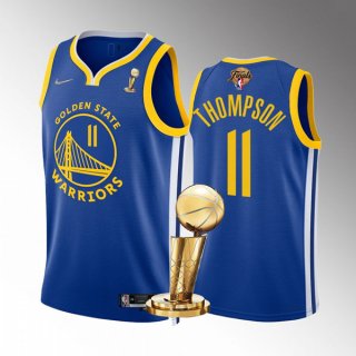 Golden State Warriors #11 Klay Thompson Royal 2022 NBA Finals Champions Stitched