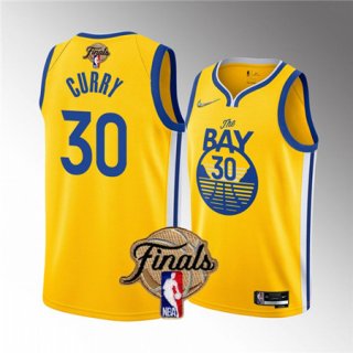 Golden State Warriors #30 Stephen Curry 2022 Yellow NBA Finals Stitched Jersey