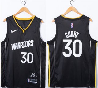 Golden State Warriors #30 Stephen Curry Black 75th Anniversary Stitched Jersey