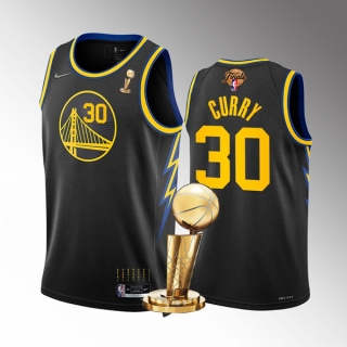 Golden State Warriors #30 Stephen Curry Black 2022 NBA Finals Champions Stitched