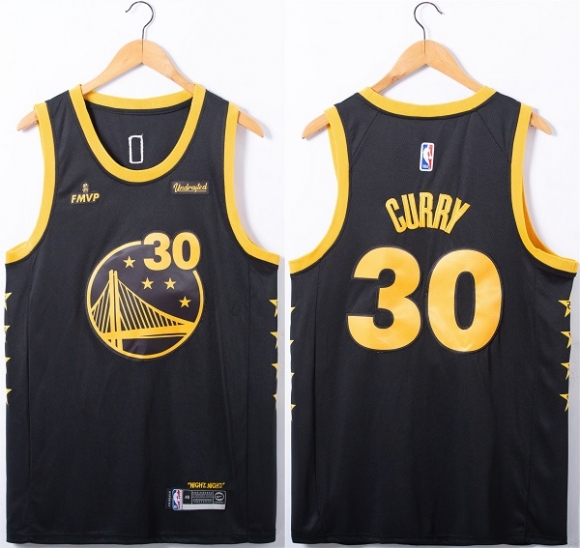 Golden State Warriors #30 Stephen Curry Black FMVP Stitched Jersey