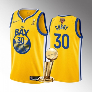 Golden State Warriors #30 Stephen Curry Gold 2022 NBA Finals Champions Stitched