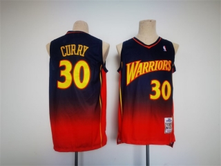 Men's Golden State Warriors #30 Stephen Curry Navy Red Throwback Stitched Jersey