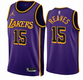 Men's Los Angeles Lakers #15 Austin Reaves Purple 2022-23 Statement Edition With NO.6