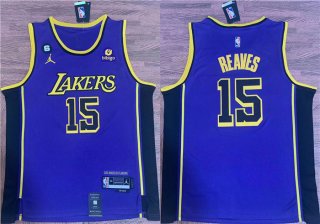 Men's Los Angeles Lakers #15 Austin Reaves Purple With NO.6 Patch Stitched Basketball Jersey