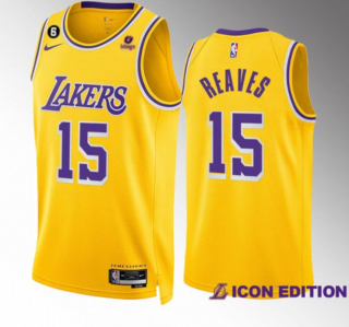 Men's Los Angeles Lakers #15 Austin Reaves Yellow Icon Edition With NO.6 Patch Stitched