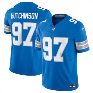 Detroit Lions #97 Aidan Hutchinson Blue 2024 F.U.S.E. Vapor Limited Stitched Jersey