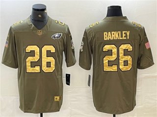 Philadelphia Eagles #26 Saquon Barkley Olive Salute To Service Limited Stitched Jersey